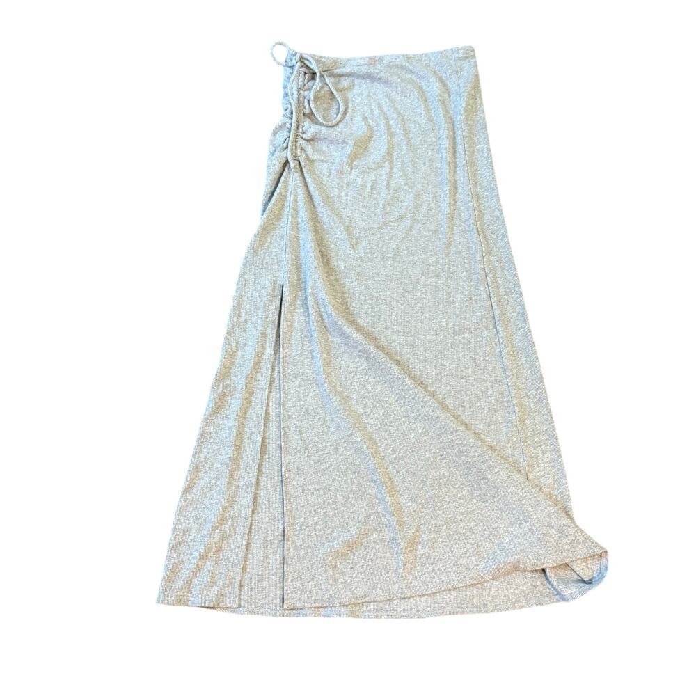 Aerie Women's Maxi Skirt Lightweight Cotton Ribbed Stretchy Side Slit Sz XS